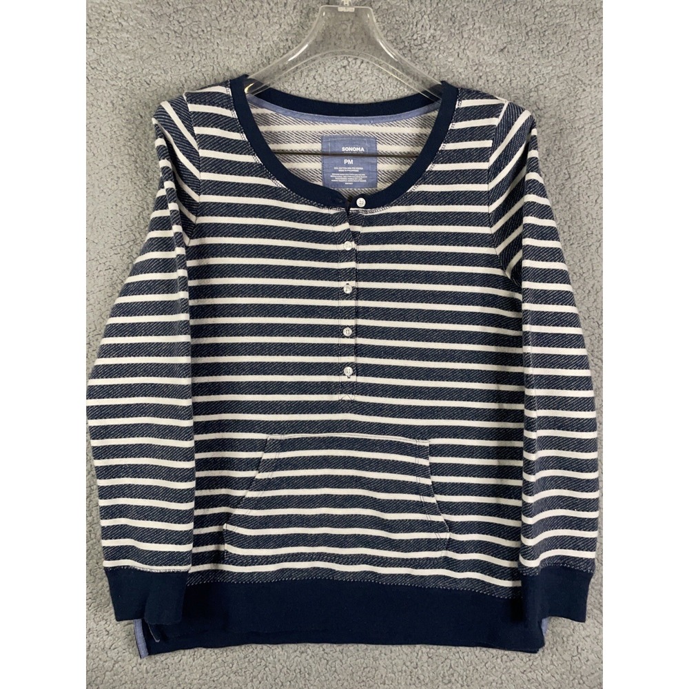 Sonoma Petite Womens size Medium Long Sleeve Front Pouch Pocket Top
